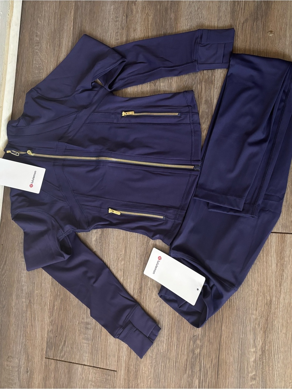 lululemon athletica Navy Track Jacket and Joggers with Gold Zippers